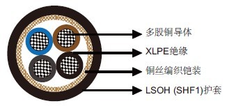 IEC 60092标准MTX400 0.6/1kV XLPE绝缘，LSOH（SHF1）护套，铠装阻燃电力&控制缆（多芯）